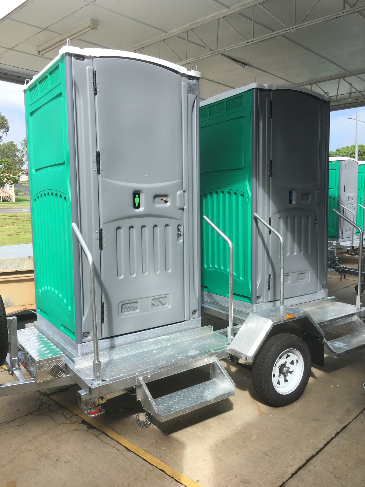 Tandem Portable Toilets And Trailer Ready For Use Pair Tandem Portable Toilets And Trailer Ready For Use Pair