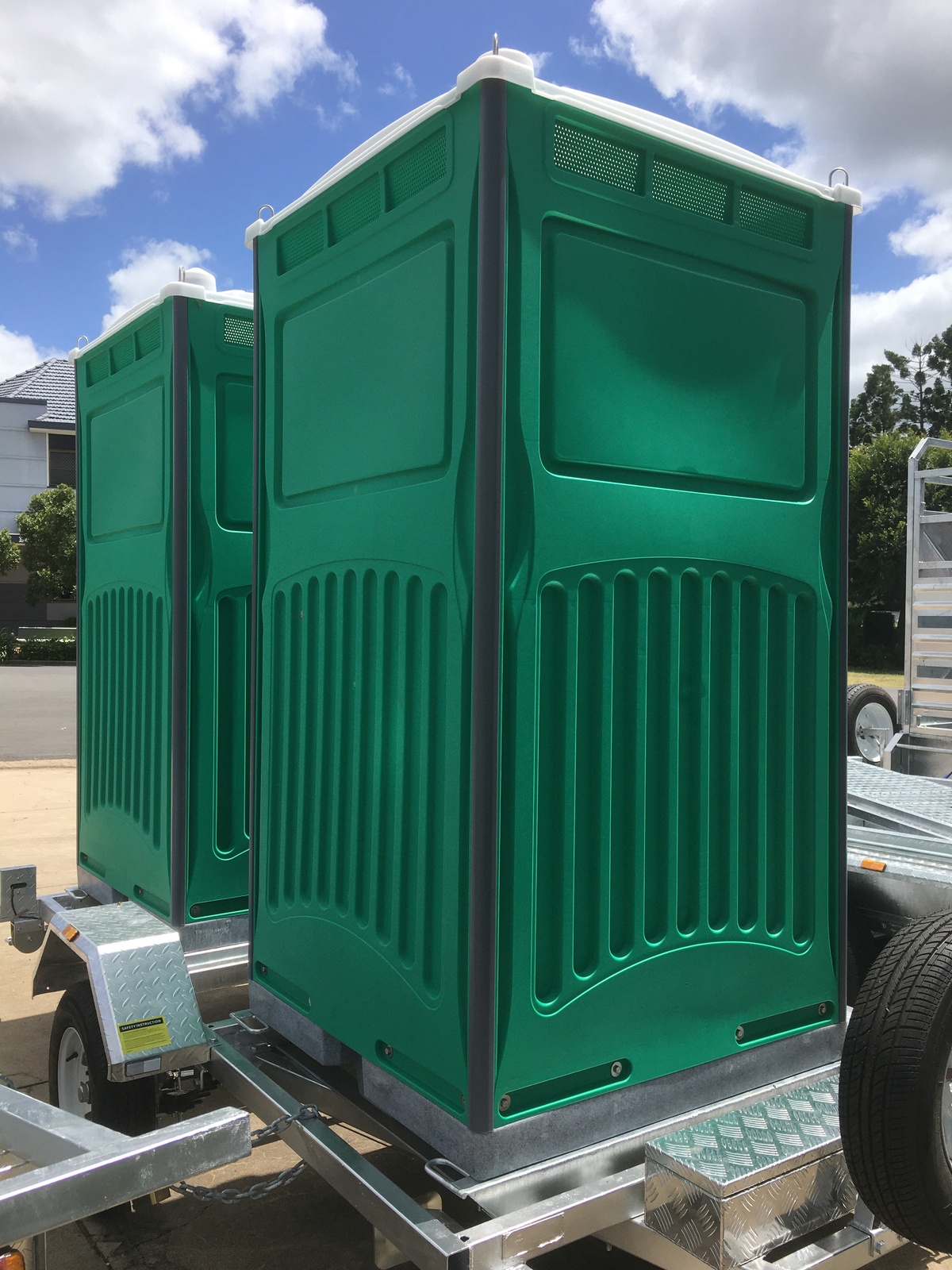 Tandem Portable Toilets And Trailer Ready For Use Pair Tandem Portable Toilets And Trailer Ready For Use Pair