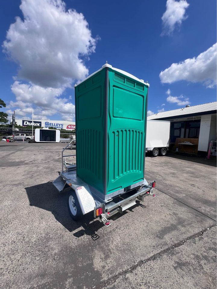 Single Portable Toilet And Trailer Ready For Use Single Portable Toilet And Trailer Ready For Use