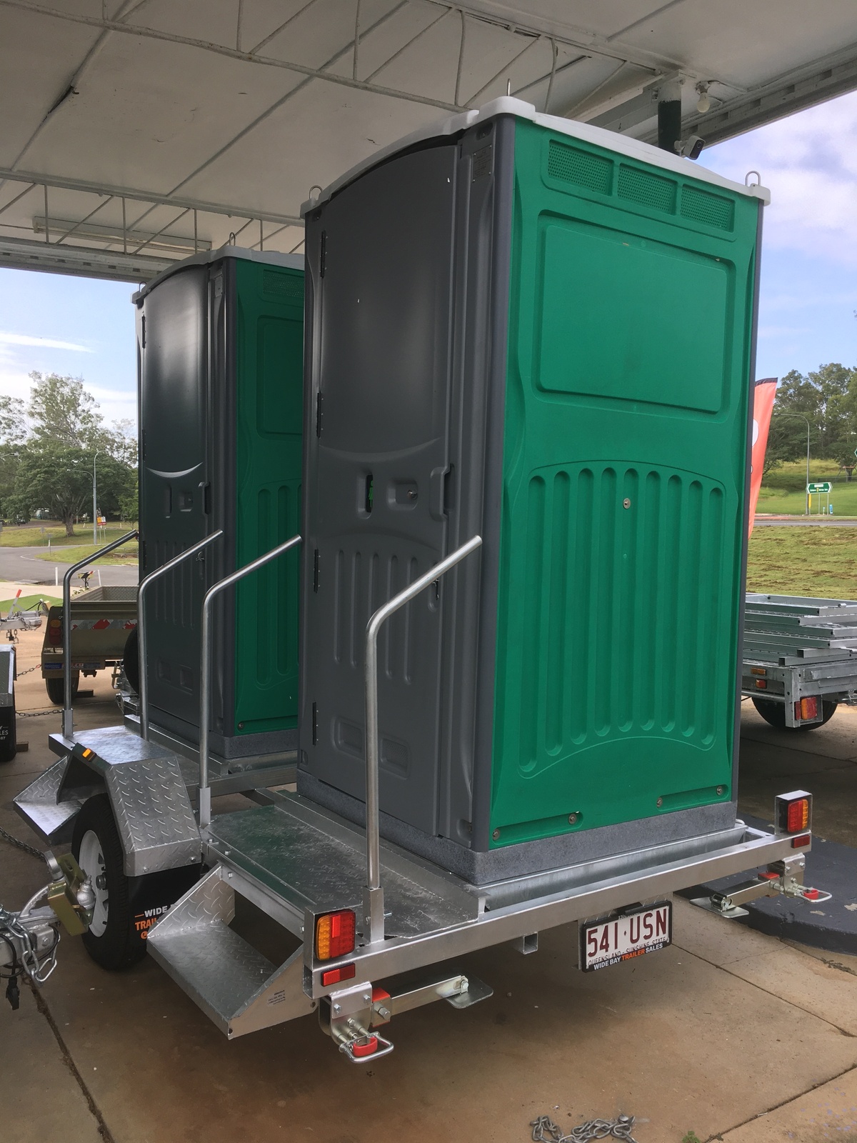 Tandem Portable Toilets And Trailer Ready For Use Pair Tandem Portable Toilets And Trailer Ready For Use Pair