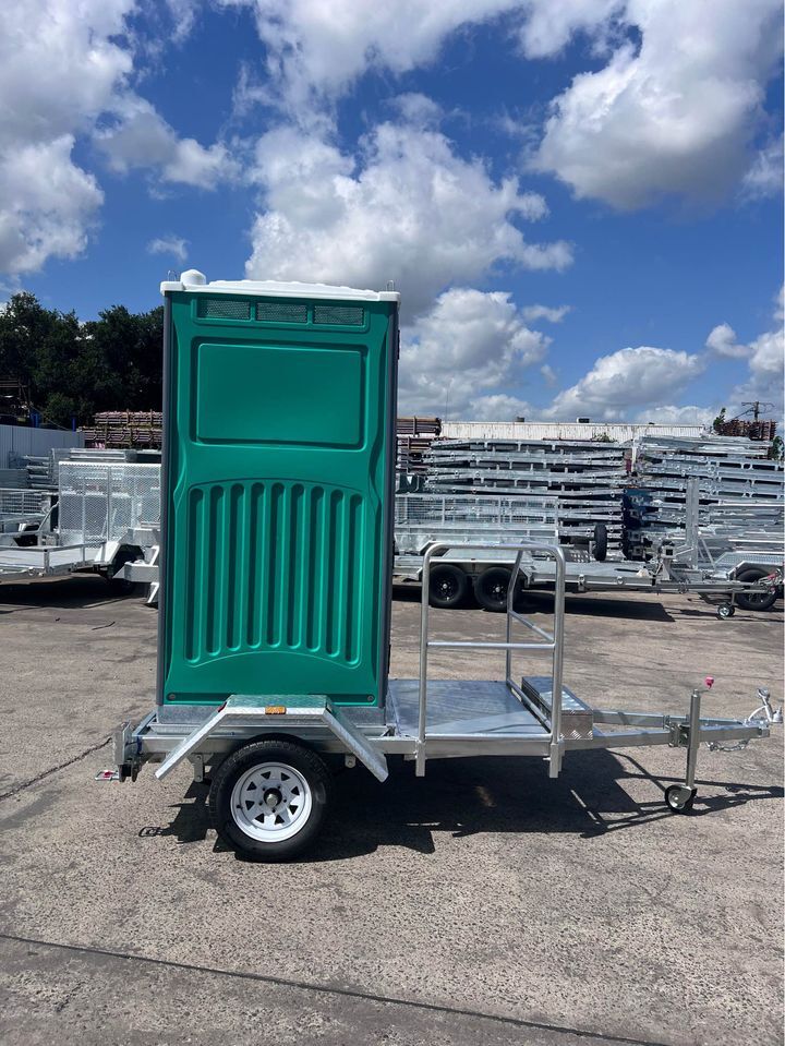 Single Portable Toilet And Trailer Ready For Use Single Portable Toilet And Trailer Ready For Use