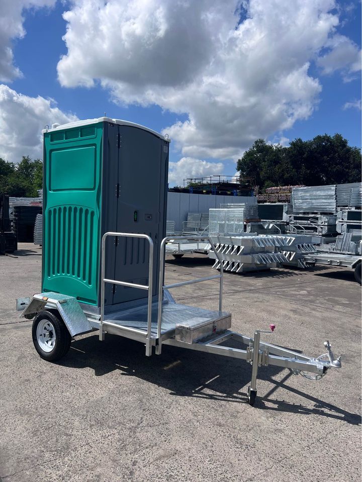 Single Portable Toilet And Trailer Ready For Use Single Portable Toilet And Trailer Ready For Use