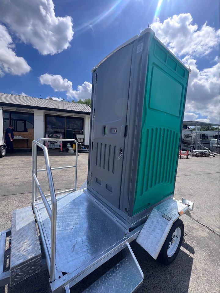 Single Portable Toilet And Trailer Ready For Use Single Portable Toilet And Trailer Ready For Use