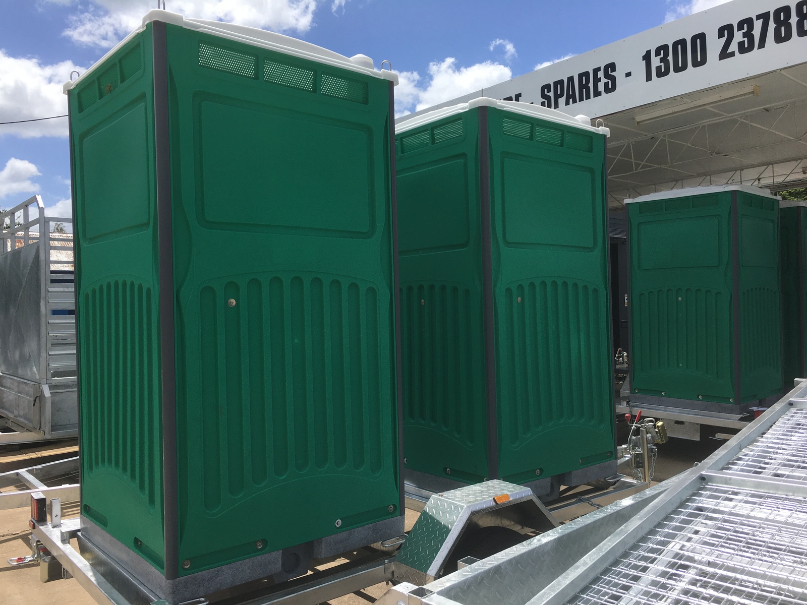 Tandem Portable Toilets And Trailer Ready For Use Pair Tandem Portable Toilets And Trailer Ready For Use Pair