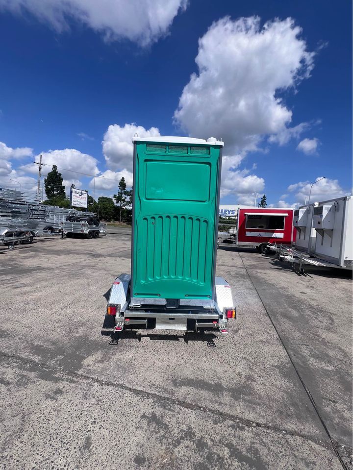 Single Portable Toilet And Trailer Ready For Use Single Portable Toilet And Trailer Ready For Use