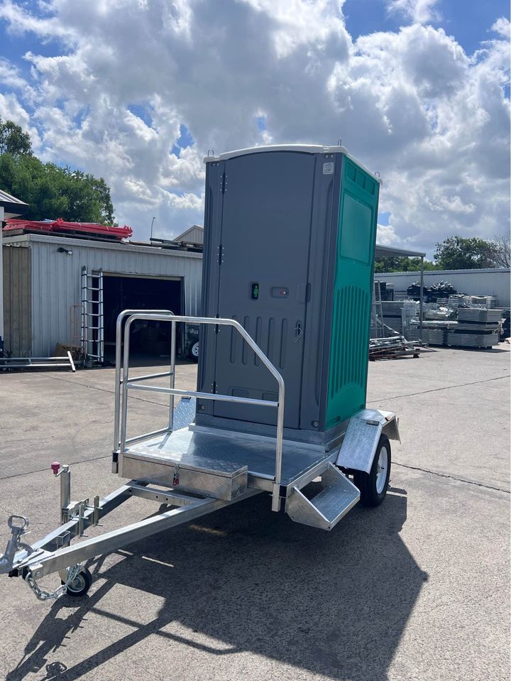 Single Portable Toilet And Trailer Ready For Use Single Portable Toilet And Trailer Ready For Use